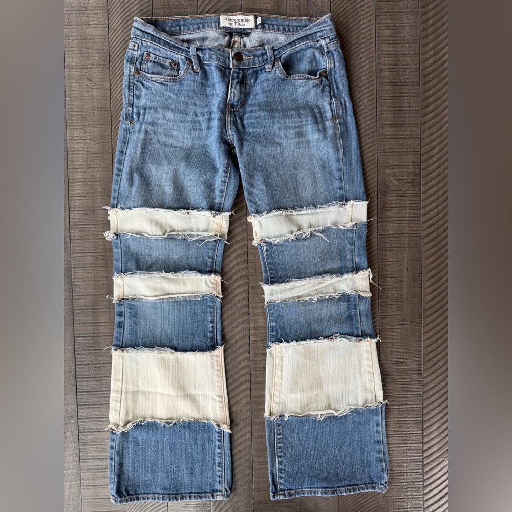 Abercrombie & Fitch Y2K Patchwork Flare Nostalgic Jeans Women’s Size 2 Short